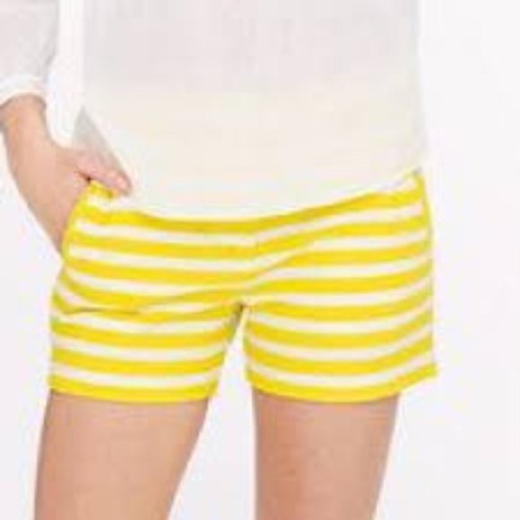 J. Crew Yellow and White Striped Shorts Size 4 - Picture 1 of 5